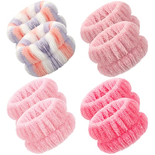 Chuangdi 4 Pairs Wrist Bands for Washing Face Microfiber,Vivid Colors - color: Vivid Colors