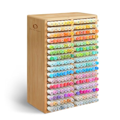 Ohuhu Bamboo Marker Organizer Hold 224 Markers for Honolulu Oahu Series - style: Rounded Corner Hold 224 Markers