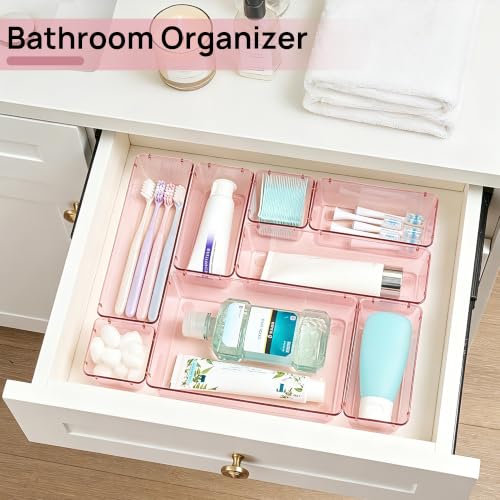 Vtopmart 25 Pack Plastic Drawer Organizers with Anti-slip Rubber Pads - color: Transparent Rose Gold