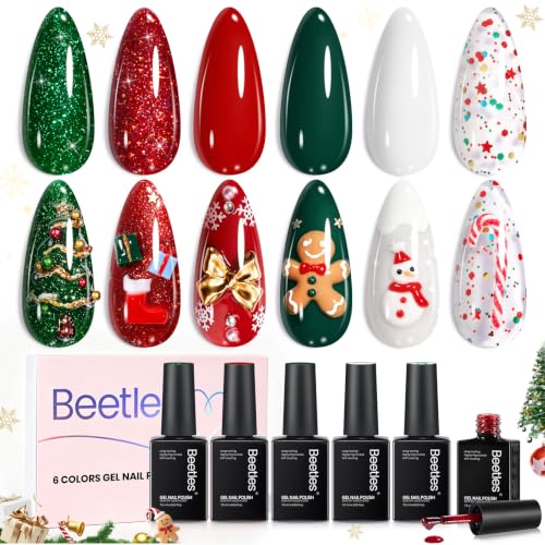 Beetles Christmas Gel Nail Polish Set, Red Green White Glitter - color: A - Christmas Set | Christmas Eif