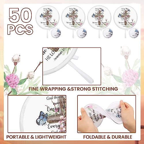 Tradder 50 Pcs Christian Church Fans Bulk Foldable Hand Fans, Floral - style: Floral