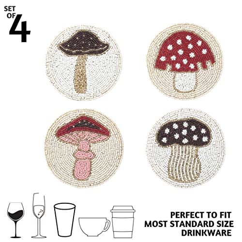 Folkulture Boho Coasters Set for Drinks | 4" Round Farmhouse or Rustic Table Coaster for Coffee Table | Modern Coasters for Bar | Cute Coaster for Housewarming Gifts for Women - color: Magic