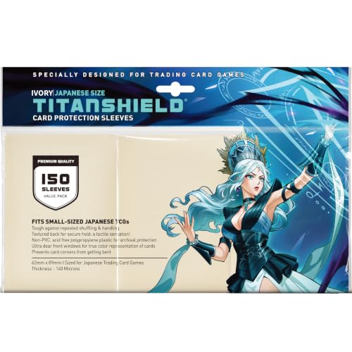 TitanShield Small Japanese Card Sleeves, Ivory (150 Sleeves) - Fits YuGiOh - color: Ivory