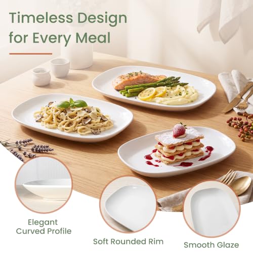 Kassel Ceramic Serving Platter Set 16”/14”/12” White Porcelain Serveware for Parties & Entertaining - Decorative Oven-Safe Serving Dishes & Platters for Food, Cookies, Meat & Turkey Oval Large - size: Large Oval 16”/14”/12”