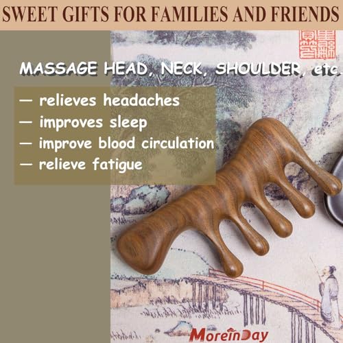 Wooden Loc Comb - Scalp Massage, Gua Sha, Sandalwood Wood Head Massager for Hair Growth, Women and Men - style: 01 Hand