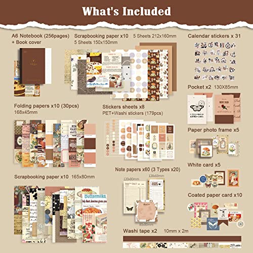Scrapbook Supplies Kit, Vintage Junk journaling Supplies, Scrapbooking Kit - color: Cocoa Vintage