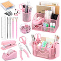 17 IN 1 Office Desk Organizer Set for Back to School Supplies Accessories - color: Pink
