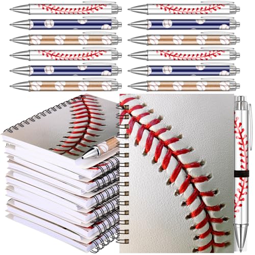 Resurhang Baseball Party Favors Gifts Bulk Baseball Spiral Notebook Pens - style: Baseball
