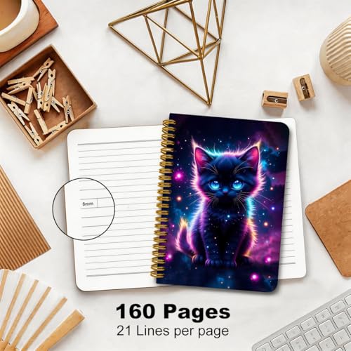 2 Pcs Cute Cat A5 Spiral Notebook, 160 Pages Journal Notebook for Women - color: Multicolour 0003