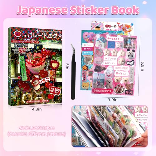 800Pcs Japanese Sticker Book for Journaling Adult, Cute Scrapbook Stickers - style: Bg 45 Sheet Parade