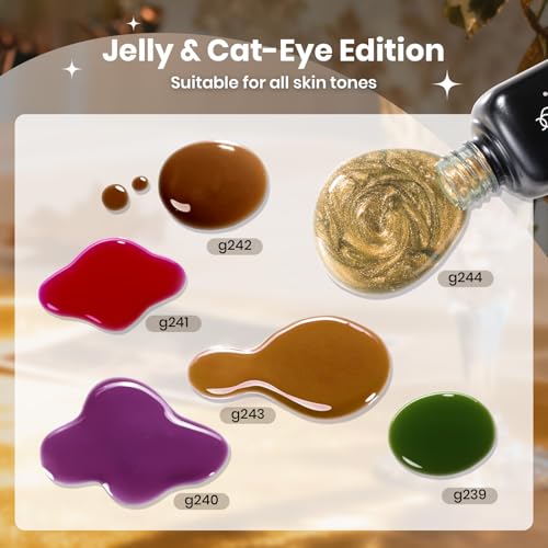 Beetles Gilded Lull Cat Eye Gel Nail Polish Set, 6 Colors Jelly Cat Eye Kit - color: A - Sheer & Cat Eye | Gilded Lull
