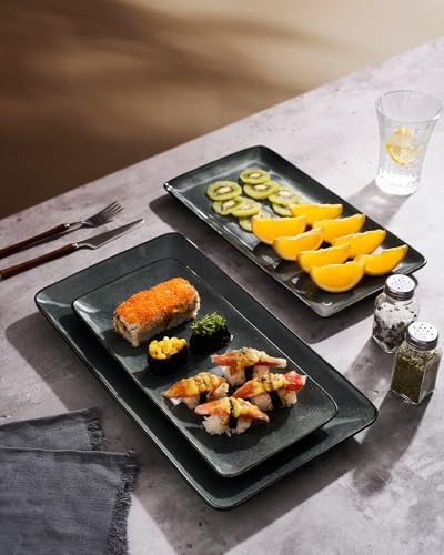 Famiware Serving Platters Set of 3 Sizes - Rectangular, Deep Forest - color: Deep Forest