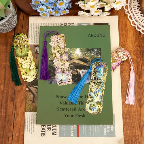 4 Pieces Metal Butterfly Series Bookmark, Perfect for Women Readers (BKM-064-F4) - color: Butterfly Series
