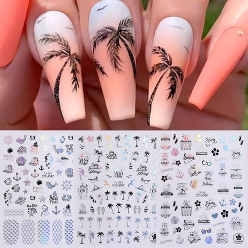 Beach Nail Stickers for Nail Art Nail Decals for Women - color: Colorful-22