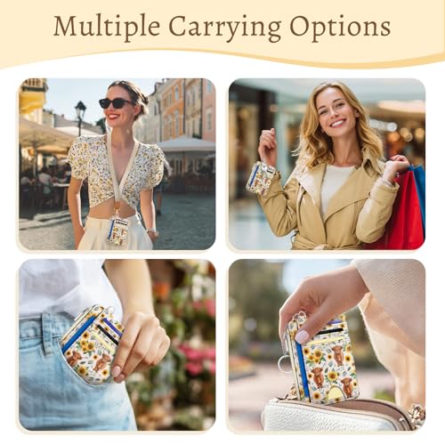 Kelvoris Credit Card Holder Small Wallet Women, Slim RFID, Highland Cow - color: Cow