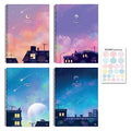 Korean Aesthetic Spiral Notebook Set, 4 Pack, Cute Scenery Design, Blank - style: Unlined Notebook