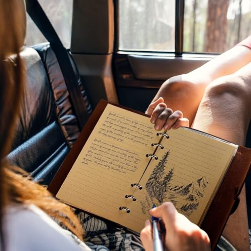 OMEYA Leather Journal Notebook, Refillable Writing Journal Diary Planner for Women Girls (Blue, A6 7.3'' x 5.1'') - color: Blue, size: A6 7.3'' x 5.1''