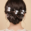 Handmade Pearl Bridal Wedding Hair Pins 6Pcs White Ceramic Flowers Gold Leaf Pearls Clips Wedding Hair Accessories for Women Brides Bridesmaid (Gold) - color: Gold