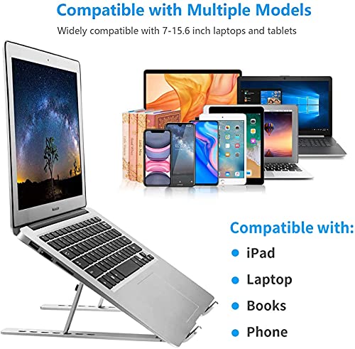 Leeboom Laptop Stand for Desk, Adjustable Foldable Aluminum Riser, Silver - color: Silver