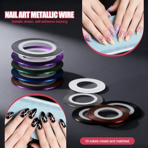 Artdone Nail Striping Tape Lines Kit With Nail Art Pens Liner Brushes