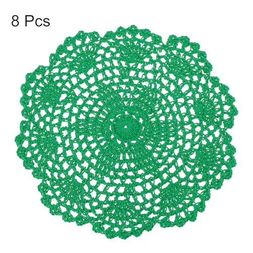 uxcell Crochet Doilies Round Lace Placemats 8" Christmas Green 8Pcs - color: Christmas Green
