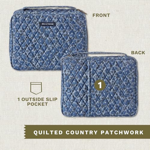 Bella Taylor Bible Cover, Quilted Bible Case, Navy Floral - color: Navy Floral, size: Large