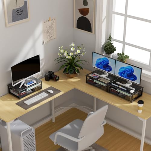 gianotter Computer Monitor Stand Riser with Drawer - color: Black, size: 14.1L x 9.64W x 5.9H Inch
