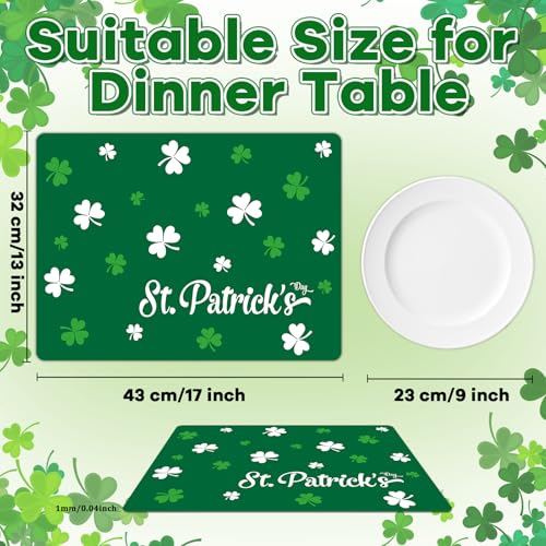 St. Patrick's DayPlacemats Set of 6 Shamrock Plastic Table Mat 17×13×0.04in - style: Green Shamrock