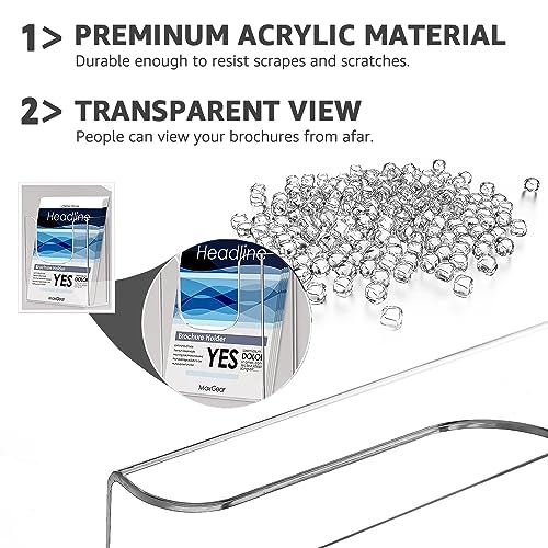 MaxGear Acrylic Brochure Holder Wall Mount, 6 Inch Wide, 3 Pack - size: 6"x9"