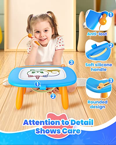 Seimome Toddlers Toys Ages 1-3, Magnetic Drawing Board, Doodle Board Pad Learning and Educational Toys for 18 Months Baby, 1-3 Yr Kids Birthday Gifts- Blue - color: Blue