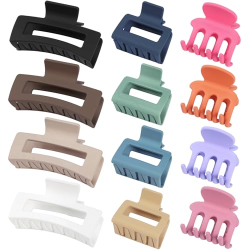 SMKSL 12 Pcs Hair Claw Clips for Women & Girls 3 Styles Hair Accessories - color: Multicolor