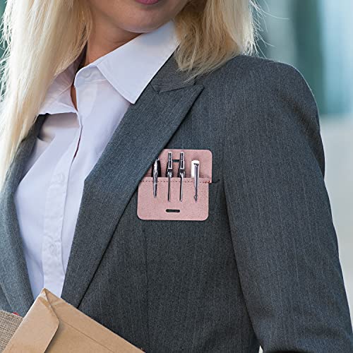 Wisdompro Pocket Protector, 3 Pack PU Leather Heavy Duty Pen Holder Pouch - color: Pink