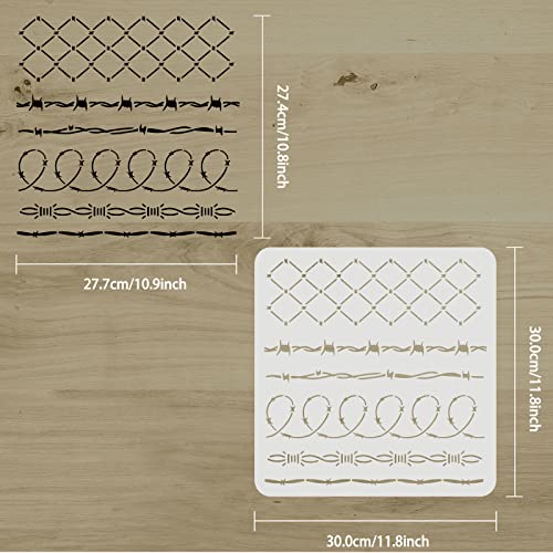FINGERINSPIRE Barbed Wire DIY Stencil 11.8x11.8inch 6 Styles Wire Pattern - color: Barbed Wire