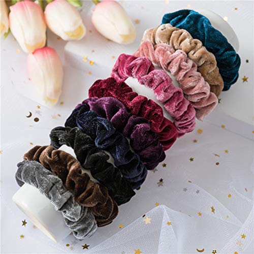 KINGMAS 10 Pcs Hair Ties Velvet Scrunchies, Elastic Flannelette Hair Bands
