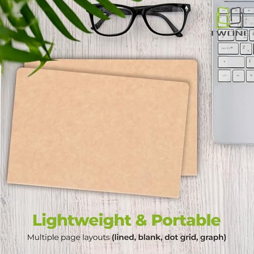 TWONE Journal, Travel Notebook Journal with Brown Soft Cover A5 Notebooks for Travelers, Work, School, Writing Note, Taking Kraft (5.5 x 8.3 Inches, 60 Lined Pages, 30 Sheets, 6-Pack) - style: Ruled