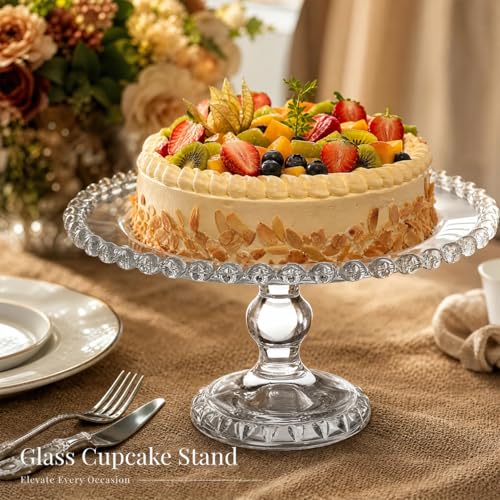 OUNONA Crystal Glass Fruit Tray, 19.5 cm (7.67 inch) Decorative Serving Platter for Kitchen Counter Afternoon Tea and Parties, Elegant Snack and Dessert Display Tray