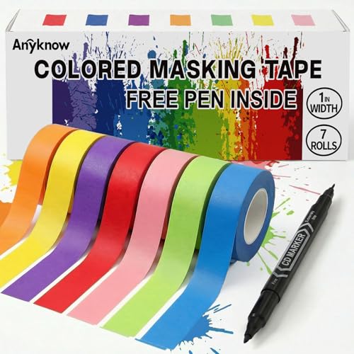 Thin Washi Tape with Pen 0.6 Inch x 22 Yards 7 Rolls