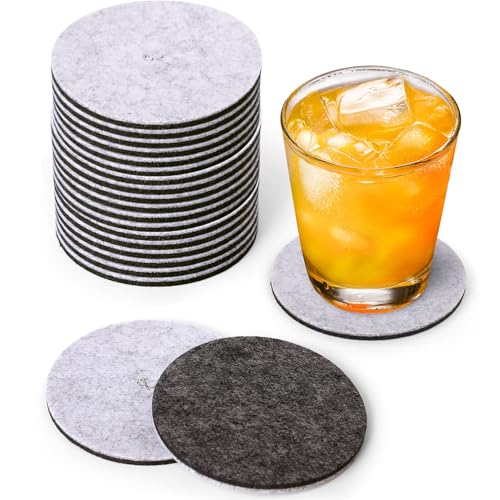 A&A Wonders Premium Felt Coasters for Drink, Two-Tone Reversible, Absorbent Felt Protects Furniture, Table, Anti Slip, Suitable for Drinks & All Table Types (Light Gray/Dark Gray, Circle 18 Pack) - color: Light Gray/Dark Gray, size: Circle 18 Pack