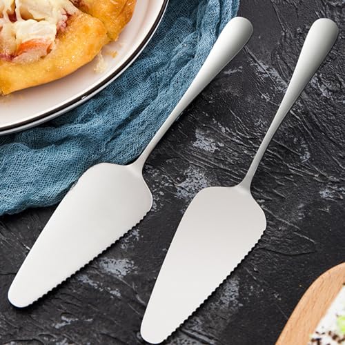 Cake Pie Servers Set,Stainless Steel Pizza Cake Slicer Server,Cake Cutter with Serrated Edges for Kitchens Restaurants Brithday Parties Set of 3 - color: Silver Set of 3