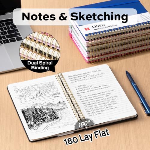 deli Black Lined Spiral Journal Notebook, 160 Pages, A5 (5.5"x8") Hardcover Writing Notebook, College Ruled Spiral Bound Journal for Women & Men - Perfect for Work, School, Office & Note Taking - color: Black