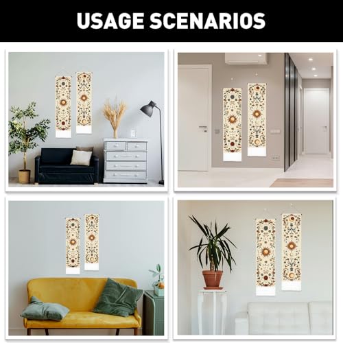 PLIGREAT 2 Pack Sun Moon Wall Hanging Long Narrow Tapestry Aesthetic Wall Tapestry for Bedroom Living Room Bathroom Home Office Decor - color: beige,red