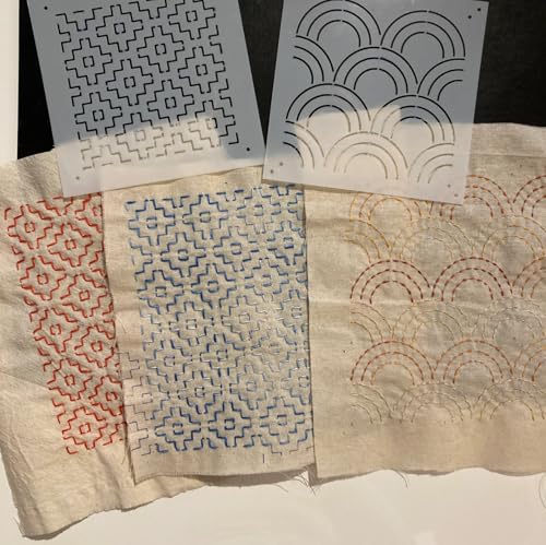 Sashiko Stencil Embroidery Stencils for Crafts Reusable 4.7" - style: Sashiko