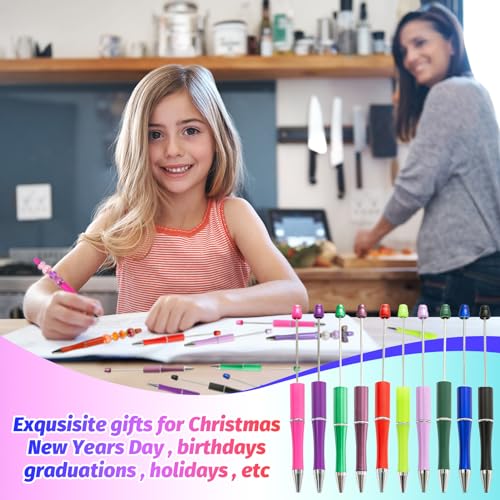 300 Pieces DIY Beadable Pen Kit – 100 Plastic Ballpoint Pens with Refills & Bags – School Supplies, Office Accessories & Decorative Items for Students & Teachers (Multicolor) - color: A-Multicolor 01, size: 100