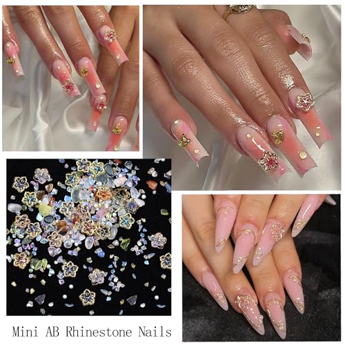 Colorful Flower Nail Charms Rhinestones for Women Nail Design - color: Colorful-10