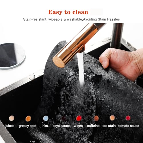 Black Halloween Vinyl Placemats Set of 6 Waterproof Table Mats - color: Black