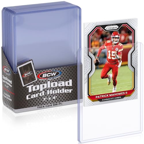 BCW 108 Pt Thick Card Topload Holders for Relic Cards, Clear, 10 Count - color: 108 Pt. / 2.75 Mm