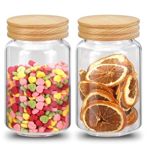 Small Glass Jars with Airtight Lid Seasoning Containers Glass Spice Jar Food Pantry Storage Containers for Kitchen Sugar Tea Coffee Bean Nuts Cookies Herbs Salt (23oz(700ml)*2pack) - color: 23oz(700ml)*2pack