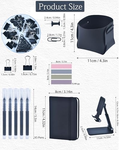 LXEVIHK Black Desk Accessories 21-Piece Office Supplies Gift Set - color: black