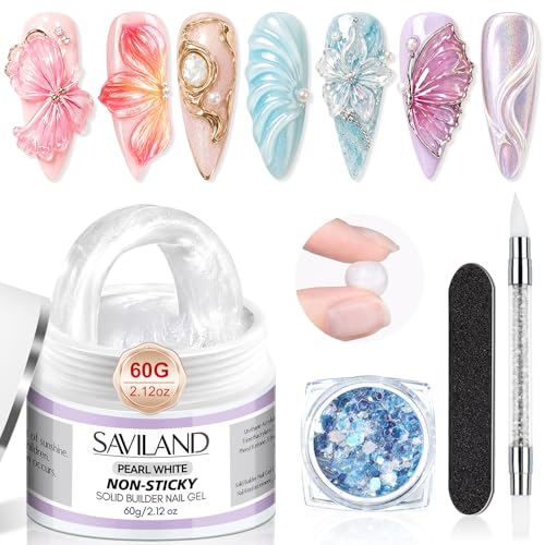 SAVILAND Non-Sticky Solid Builder Nail Gel, Satin Milk White 3D Gel, 2.02oz - size: 2.02 Fl Oz (Pack of 1)