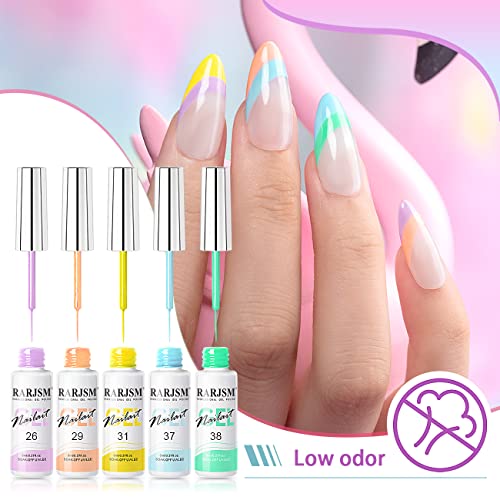 RARJSM Nail Art Gel Liner 24 Color Line Art Painted Gel Nail Polish Set Pink Blue Green Silver Gold Glitter for Nails Painting Drawing Soak Off U V L E D Curing Requires Bulid in Thin Nailart Brush - color: Purple